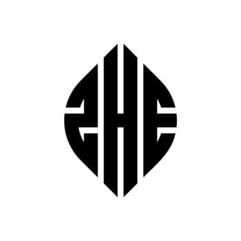 ZHE circle letter logo design with circle and ellipse shape. ZHE ellipse letters with typographic style. The three initials form a circle logo. ZHE Circle Emblem Abstract Monogram Letter Mark Vector. vector