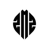 Diseño de logotipo de letra circular zmz con forma de círculo y elipse. letras elipses zmz con estilo tipográfico. las tres iniciales forman un logo circular. vector de marca de letra de monograma abstracto del emblema del círculo zmz.