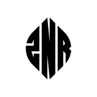 diseño de logotipo de letra de círculo znr con forma de círculo y elipse. znr letras elipses con estilo tipográfico. las tres iniciales forman un logo circular. vector de marca de letra de monograma abstracto del emblema del círculo znr.
