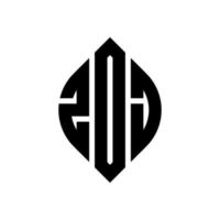 diseño de logotipo de letra circular zoj con forma de círculo y elipse. letras elipses zoj con estilo tipográfico. las tres iniciales forman un logo circular. vector de marca de letra de monograma abstracto del emblema del círculo zoj.