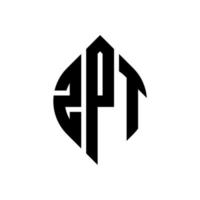diseño de logotipo de letra de círculo zpt con forma de círculo y elipse. letras de elipse zpt con estilo tipográfico. las tres iniciales forman un logo circular. vector de marca de letra de monograma abstracto del emblema del círculo zpt.