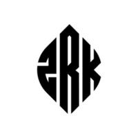 diseño de logotipo de letra de círculo zrk con forma de círculo y elipse. letras elipses zrk con estilo tipográfico. las tres iniciales forman un logo circular. vector de marca de letra de monograma abstracto del emblema del círculo zrk.