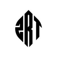 diseño de logotipo de letra de círculo zrt con forma de círculo y elipse. letras de elipse zrt con estilo tipográfico. las tres iniciales forman un logo circular. vector de marca de letra de monograma abstracto del emblema del círculo zrt.