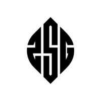 ZSG circle letter logo design with circle and ellipse shape. ZSG ellipse letters with typographic style. The three initials form a circle logo. ZSG Circle Emblem Abstract Monogram Letter Mark Vector. vector