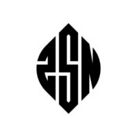 ZSN circle letter logo design with circle and ellipse shape. ZSN ellipse letters with typographic style. The three initials form a circle logo. ZSN Circle Emblem Abstract Monogram Letter Mark Vector. vector