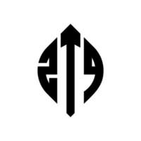diseño de logotipo de letra de círculo ztq con forma de círculo y elipse. letras elipses ztq con estilo tipográfico. las tres iniciales forman un logo circular. vector de marca de letra de monograma abstracto del emblema del círculo ztq.