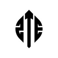 diseño de logotipo de letra de círculo zte con forma de círculo y elipse. letras elipses zte con estilo tipográfico. las tres iniciales forman un logo circular. vector de marca de letra de monograma abstracto del emblema del círculo zte.