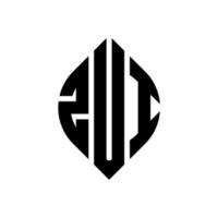 ZUI circle letter logo design with circle and ellipse shape. ZUI ellipse letters with typographic style. The three initials form a circle logo. ZUI Circle Emblem Abstract Monogram Letter Mark Vector. vector