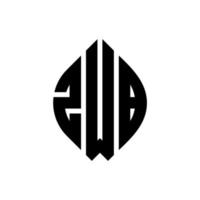 ZWB circle letter logo design with circle and ellipse shape. ZWB ellipse letters with typographic style. The three initials form a circle logo. ZWB Circle Emblem Abstract Monogram Letter Mark Vector. vector