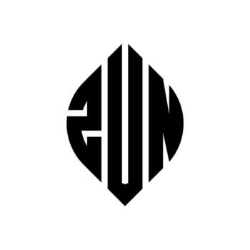 diseño de logotipo de letra de círculo zun con forma de círculo y elipse. letras de elipse zun con estilo tipográfico. las tres iniciales forman un logo circular. vector de marca de letra de monograma abstracto del emblema del círculo zun.