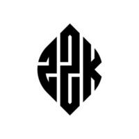 diseño de logotipo de letra de círculo zzk con forma de círculo y elipse. letras elipses zzk con estilo tipográfico. las tres iniciales forman un logo circular. vector de marca de letra de monograma abstracto del emblema del círculo zzk.