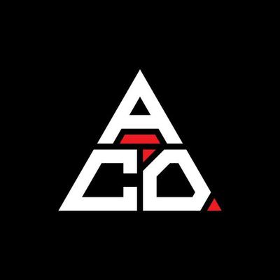 ACO triangle letter logo design with triangle shape. ACO triangle logo design monogram. ACO triangle vector logo template with red color. ACO triangular logo Simple, Elegant, and Luxurious Logo.