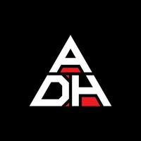 diseño de logotipo de letra triangular adh con forma de triángulo. monograma de diseño del logotipo del triángulo adh. plantilla de logotipo de vector de triángulo adh con color rojo. logotipo triangular adh logotipo simple, elegante y lujoso.