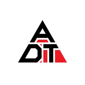 ADT triangle letter logo design with triangle shape. ADT triangle logo design monogram. ADT triangle vector logo template with red color. ADT triangular logo Simple, Elegant, and Luxurious Logo.