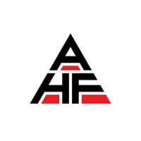 AHF triangle letter logo design with triangle shape. AHF triangle logo design monogram. AHF triangle vector logo template with red color. AHF triangular logo Simple, Elegant, and Luxurious Logo.