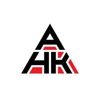 AHK triangle letter logo design with triangle shape. AHK triangle logo design monogram. AHK triangle vector logo template with red color. AHK triangular logo Simple, Elegant, and Luxurious Logo.