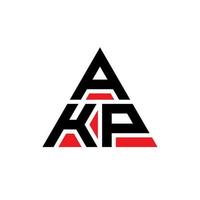 AKP triangle letter logo design with triangle shape. AKP triangle logo design monogram. AKP triangle vector logo template with red color. AKP triangular logo Simple, Elegant, and Luxurious Logo.