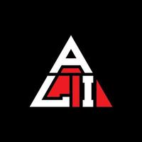 diseño de logotipo de letra triangular ali con forma de triángulo. monograma de diseño del logotipo del triángulo ali. plantilla de logotipo de vector de triángulo ali con color rojo. ali logo triangular logo simple, elegante y lujoso.