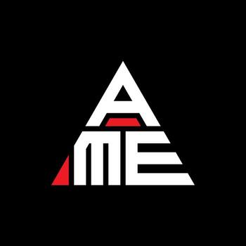 AME triangle letter logo design with triangle shape. AME triangle logo design monogram. AME triangle vector logo template with red color. AME triangular logo Simple, Elegant, and Luxurious Logo.