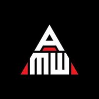 AMW triangle letter logo design with triangle shape. AMW triangle logo design monogram. AMW triangle vector logo template with red color. AMW triangular logo Simple, Elegant, and Luxurious Logo.
