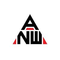 ANW triangle letter logo design with triangle shape. ANW triangle logo design monogram. ANW triangle vector logo template with red color. ANW triangular logo Simple, Elegant, and Luxurious Logo.