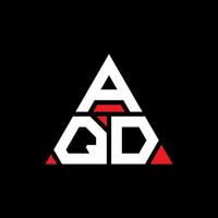 AQD triangle letter logo design with triangle shape. AQD triangle logo design monogram. AQD triangle vector logo template with red color. AQD triangular logo Simple, Elegant, and Luxurious Logo.