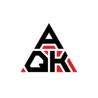 AQK triangle letter logo design with triangle shape. AQK triangle logo design monogram. AQK triangle vector logo template with red color. AQK triangular logo Simple, Elegant, and Luxurious Logo.