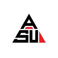 diseño de logotipo de letra triangular asu con forma de triángulo. monograma de diseño del logotipo del triángulo asu. plantilla de logotipo de vector de triángulo asu con color rojo. logotipo triangular asu logotipo simple, elegante y lujoso.