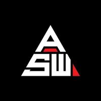 ASW triangle letter logo design with triangle shape. ASW triangle logo design monogram. ASW triangle vector logo template with red color. ASW triangular logo Simple, Elegant, and Luxurious Logo.