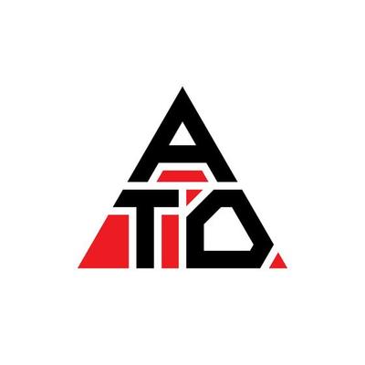 ATO triangle letter logo design with triangle shape. ATO triangle logo design monogram. ATO triangle vector logo template with red color. ATO triangular logo Simple, Elegant, and Luxurious Logo.