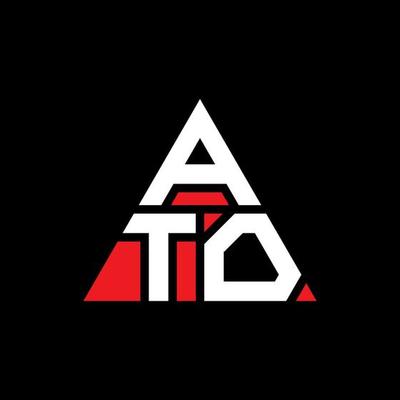 ATO triangle letter logo design with triangle shape. ATO triangle logo design monogram. ATO triangle vector logo template with red color. ATO triangular logo Simple, Elegant, and Luxurious Logo.