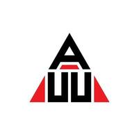 AUU triangle letter logo design with triangle shape. AUU triangle logo design monogram. AUU triangle vector logo template with red color. AUU triangular logo Simple, Elegant, and Luxurious Logo.
