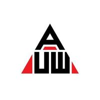 AUW triangle letter logo design with triangle shape. AUW triangle logo design monogram. AUW triangle vector logo template with red color. AUW triangular logo Simple, Elegant, and Luxurious Logo.