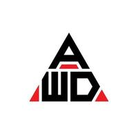 AWD triangle letter logo design with triangle shape. AWD triangle logo design monogram. AWD triangle vector logo template with red color. AWD triangular logo Simple, Elegant, and Luxurious Logo.