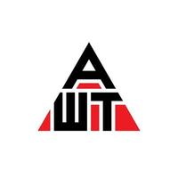 AWT triangle letter logo design with triangle shape. AWT triangle logo design monogram. AWT triangle vector logo template with red color. AWT triangular logo Simple, Elegant, and Luxurious Logo.