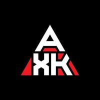 AXK triangle letter logo design with triangle shape. AXK triangle logo design monogram. AXK triangle vector logo template with red color. AXK triangular logo Simple, Elegant, and Luxurious Logo.