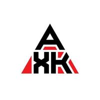 AXK triangle letter logo design with triangle shape. AXK triangle logo design monogram. AXK triangle vector logo template with red color. AXK triangular logo Simple, Elegant, and Luxurious Logo.