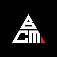 Diseño de logotipo de letra triangular bcm con forma de triángulo. monograma de diseño del logotipo del triángulo bcm. plantilla de logotipo de vector de triángulo bcm con color rojo. logotipo triangular de bcm logotipo simple, elegante y lujoso.