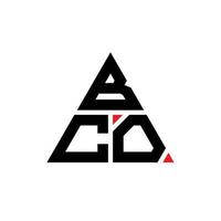 BCO triangle letter logo design with triangle shape. BCO triangle logo design monogram. BCO triangle vector logo template with red color. BCO triangular logo Simple, Elegant, and Luxurious Logo.