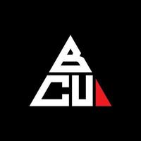 diseño de logotipo de letra triangular bcu con forma de triángulo. monograma de diseño de logotipo de triángulo bcu. plantilla de logotipo de vector de triángulo bcu con color rojo. logotipo triangular bcu logotipo simple, elegante y lujoso.