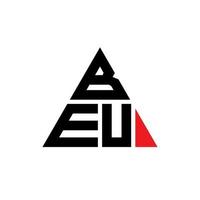 BEU triangle letter logo design with triangle shape. BEU triangle logo design monogram. BEU triangle vector logo template with red color. BEU triangular logo Simple, Elegant, and Luxurious Logo.