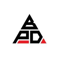 diseño de logotipo de letra triangular bpd con forma de triángulo. monograma de diseño de logotipo de triángulo bpd. plantilla de logotipo de vector de triángulo bpd con color rojo. logo triangular bpd logo simple, elegante y lujoso.