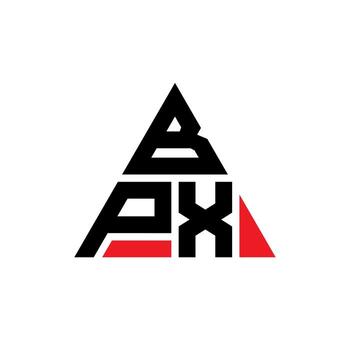 BPX triangle letter logo design with triangle shape. BPX triangle logo design monogram. BPX triangle vector logo template with red color. BPX triangular logo Simple, Elegant, and Luxurious Logo.