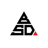 diseño de logotipo de letra triangular bsd con forma de triángulo. monograma de diseño de logotipo de triángulo bsd. plantilla de logotipo de vector de triángulo bsd con color rojo. logo triangular bsd logo simple, elegante y lujoso.