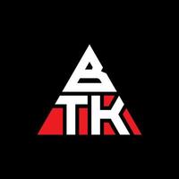 diseño de logotipo de letra de triángulo btk con forma de triángulo. monograma de diseño de logotipo de triángulo btk. plantilla de logotipo de vector de triángulo btk con color rojo. logotipo triangular btk logotipo simple, elegante y lujoso.