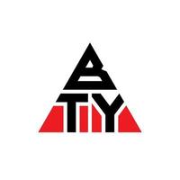 bty diseño de logotipo de letra triangular con forma de triángulo. monograma de diseño de logotipo de triángulo bty. plantilla de logotipo de vector de triángulo bty con color rojo. logotipo triangular bty logotipo simple, elegante y lujoso.