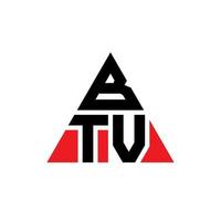 diseño de logotipo de letra triangular btv con forma de triángulo. monograma de diseño del logotipo del triángulo btv. plantilla de logotipo de vector de triángulo btv con color rojo. logotipo triangular btv logotipo simple, elegante y lujoso.