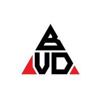 diseño de logotipo de letra de triángulo bvd con forma de triángulo. monograma de diseño de logotipo de triángulo bvd. plantilla de logotipo de vector de triángulo bvd con color rojo. logotipo triangular bvd logotipo simple, elegante y lujoso.