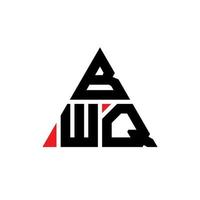 BWQ triangle letter logo design with triangle shape. BWQ triangle logo design monogram. BWQ triangle vector logo template with red color. BWQ triangular logo Simple, Elegant, and Luxurious Logo.