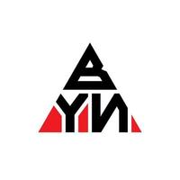 byn diseño de logotipo de letra triangular con forma de triángulo. monograma de diseño del logotipo del triángulo byn. byn plantilla de logotipo de vector de triángulo con color rojo. logotipo triangular byn logotipo simple, elegante y lujoso.